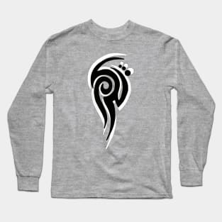 Tribal Tattoo Design with Black and White, Red Background Long Sleeve T-Shirt